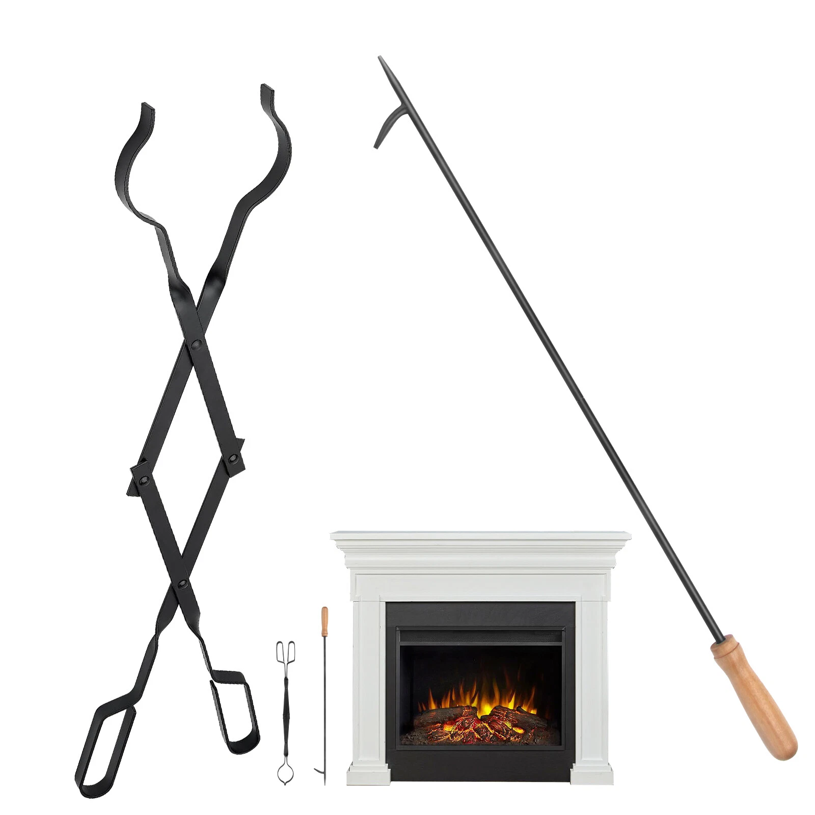25" Fireplace Tongs 32" Poker Set Fire Pit Accessories Heavy Duty Fireplace Tool