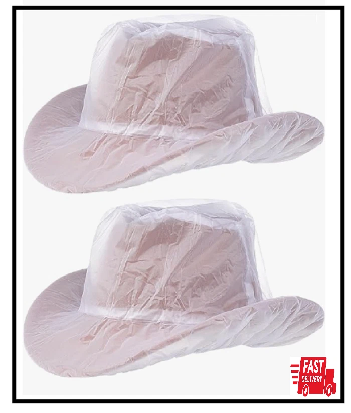 2Pcs Cowboy Hat Rain Covers Plastic Hat Waterproof Cover for Dust Unisex Travel