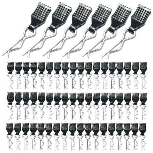 60PCS 1mm RC Body Clips with Pull Tabs for All 1/12 1/14 1/16 1/18 Scale Hyper go,Redcat Traxxas HPI Himoto HSP Exceed RC Car Body Clips,for SCX24 TRX4M H165 RC Car Truck Buggy Parts