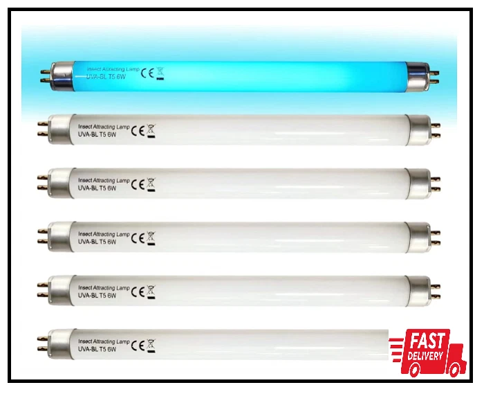 6 Pack UVA-BL T5, 6 Watt 32050 F6T5/BL Replacement Bulb Fluorescent Light Tube
