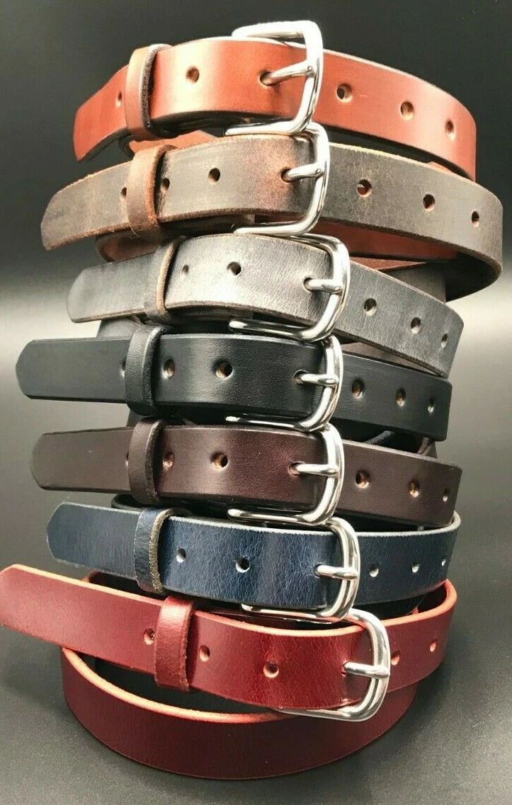 3/4" Genuine Bridle Leather Dress Belt,Buckle,Western Fashion Women Men Handmade