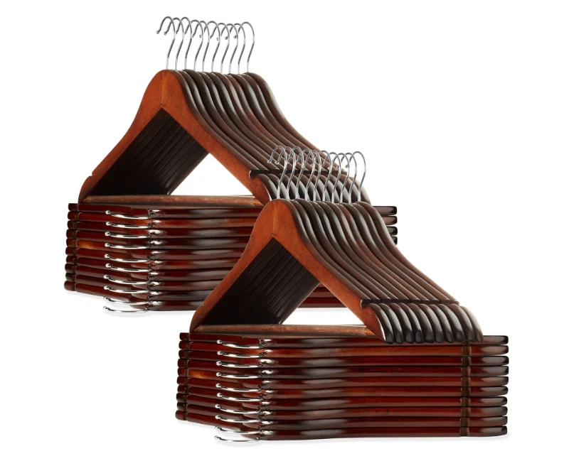 40 Walnut Wooden Suit Hangers for Coats Jackets Shirts Skirts