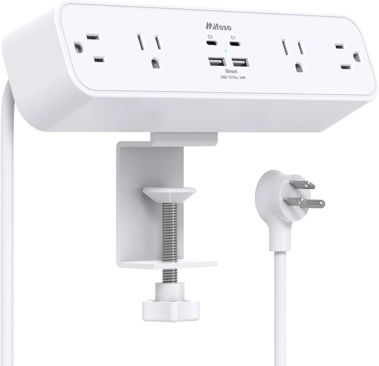 Desk Clamp Power Strip Accessories 8 in 1 Surge Protector 4 Outlets 4 USB 30W PD