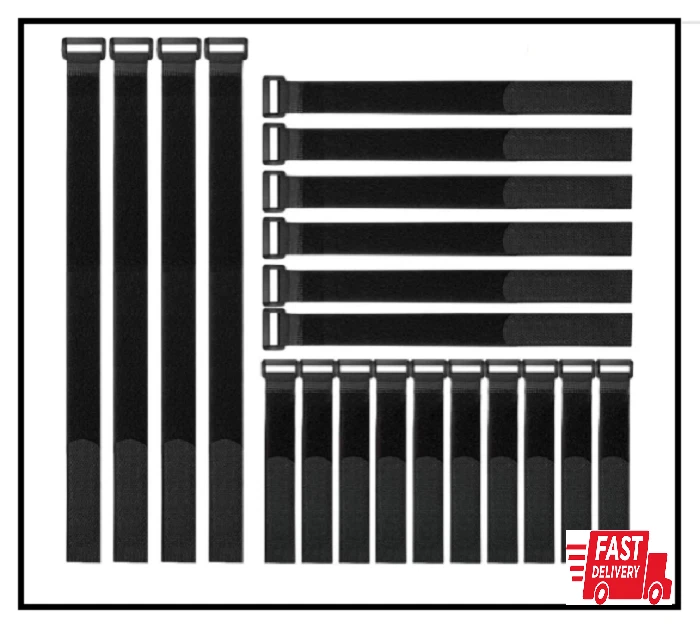 VELCRO Brand Bulk Pack 20 Reusable Fastening Cable Straps with Buckle Variety