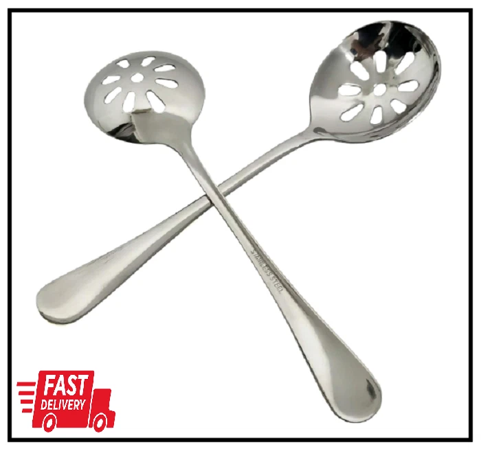 2-Pack Soup Slotted Serving Spoon 7.7-inch Stainless Steel Colander Spoon